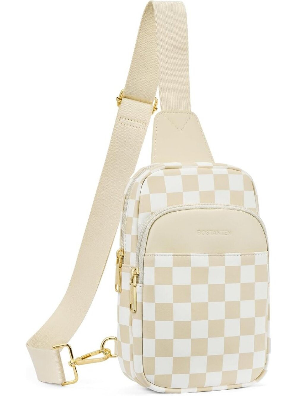 Women's checkered Quilted Sling Leather Fanny Pack Travel Purse Crossbody Bag